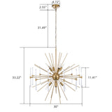 Sputnik Chandelier, 8-Light Crystal Chandelier, 30'' Modern Starburst Chandelier Light