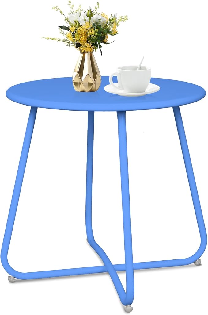 Yellow Outdoor Side Tables, Small Outdoor Table, Round Patio Side Table