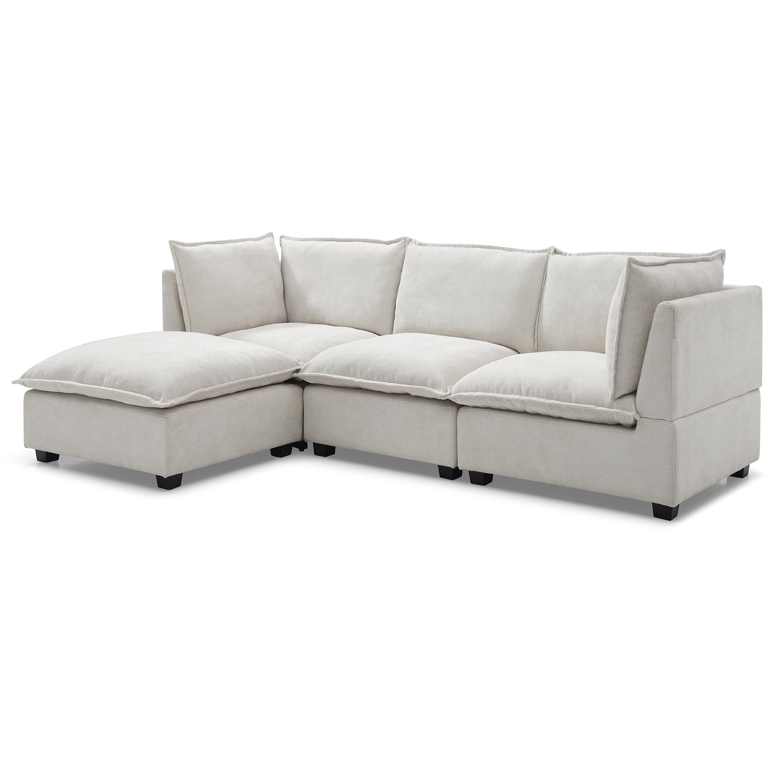 99.3”W L-Shaped Down Filled Sectional Couch, 4 Seater Modular Sofa