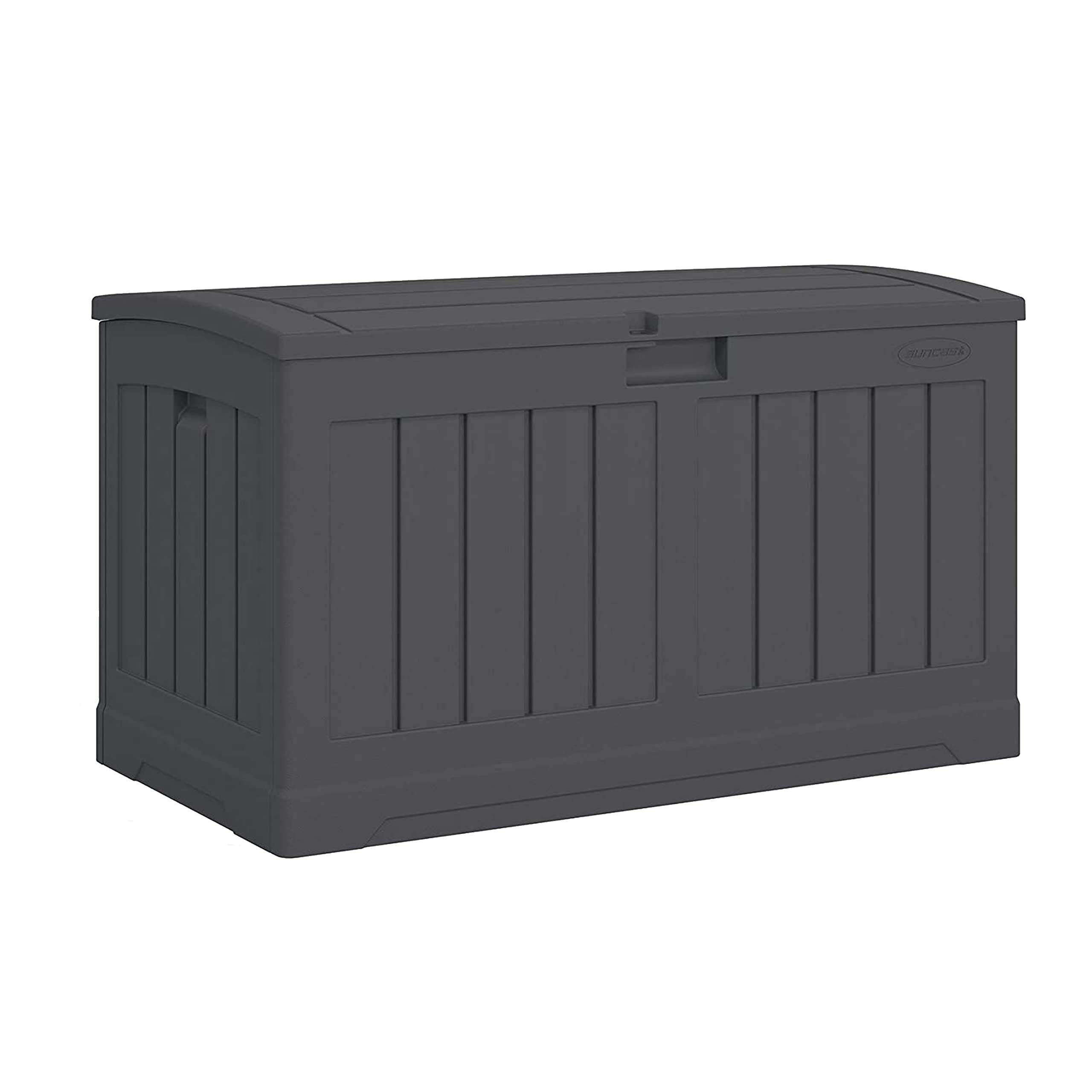 50-Gallon Outdoor Resin Patio Deck Storage Box with Seat, Peppercorn & Keter Marvel