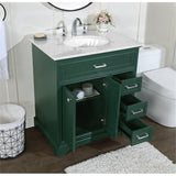 Americana 32" Metal MDF Marble Single Bathroom Vanity in Green