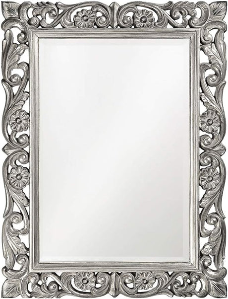 Rectangular Hanging Wall Mirror, Scroll Work Frame