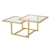 43" Wide Square Coffee Table in Brass, Modern coffee tables for living room,