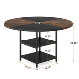 47 inch Round Dining Table for 4, Wood Kitchen Table Large Dinner