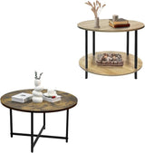 Set of 2 Coffee Table, 23.6" and 23.6" 2-Tier Table