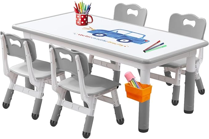 Kids Table and Chair, Toddler Table and Chair Set, Adjustable Kids Table