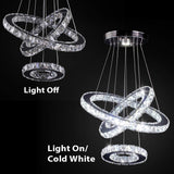 Modern Crystal Chandeliers 3 Rings Round LED Chandelier Fixtures DIY Pendant Lighting