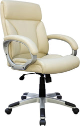 Modern Mid Back Executive Chair with Padded Armrests in Ivory