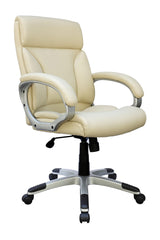 Modern Mid Back Executive Chair with Padded Armrests in Ivory