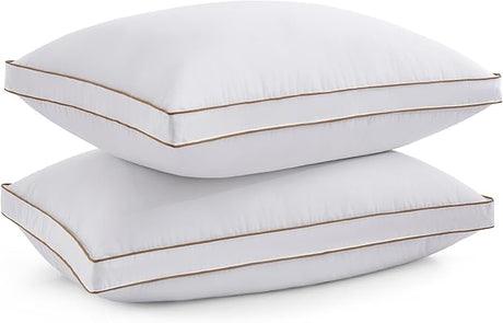 Goose Feather Down Pillows Queen Size Set of 2, Soft Fluffy Luxury Hotel Collection Pillow