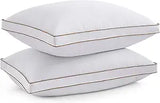 Goose Feather Down Pillow with 2 Pillowcases, Soft Fluffy Medium Firm