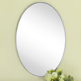 Oval Chrome Bathroom Mirror - 24x36 Inch Wall Mounted Vanity Mirror