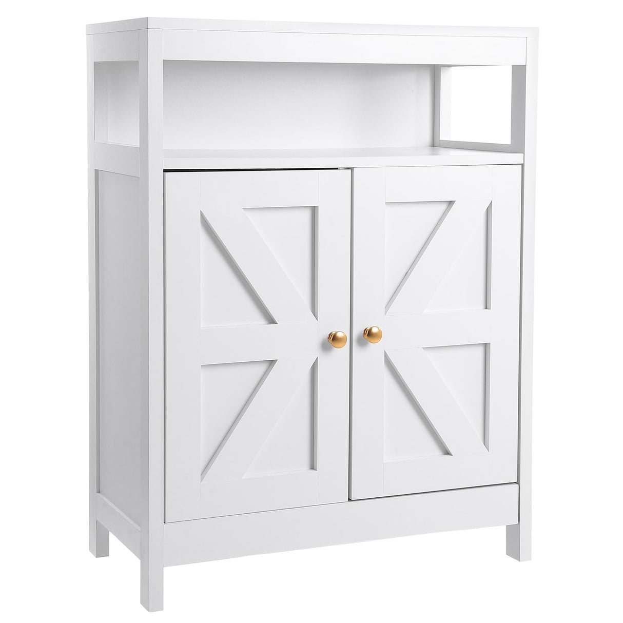 Bathroom Floor Cabinet Wooden Storage Organizer with 2 Doors