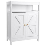 Bathroom Floor Cabinet Wooden Storage Organizer with 2 Doors
