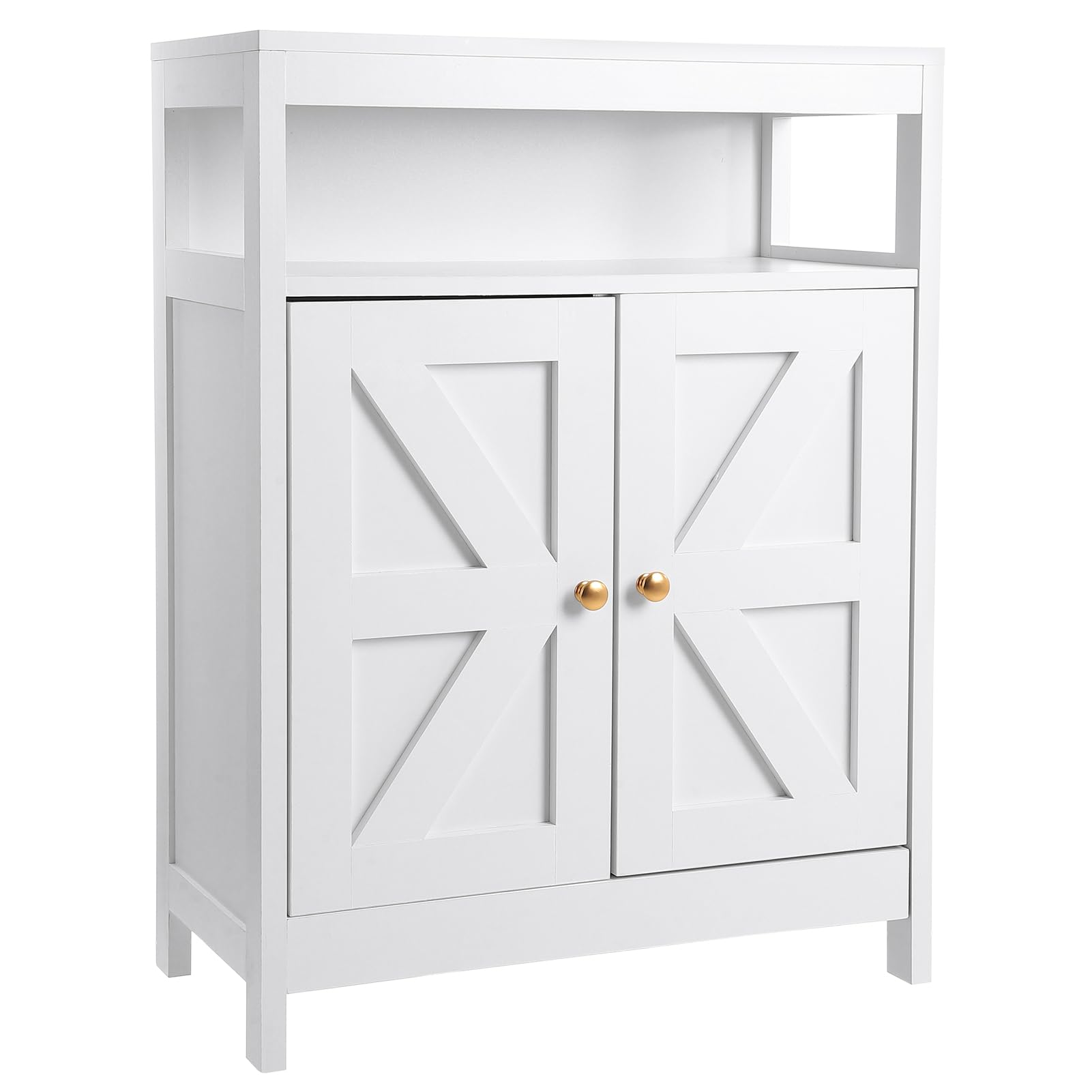 Bathroom Floor Cabinet Wooden Storage Organizer with 2 Doors