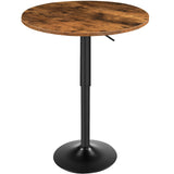 Bar Table, Height-Adjustable Round Pub Table 27-35.4 Inches, Cocktail Table