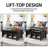 Black Coffee Table, 47.5in Lift Top Coffee Table, Lift Up Center Table