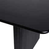 Modern Vertical Reeded Plinth-Base Dining Table, 68 Inch, Black