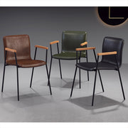 Mid-Century Modern, Upholstered Faux Leather Seat Chairs with Arm,