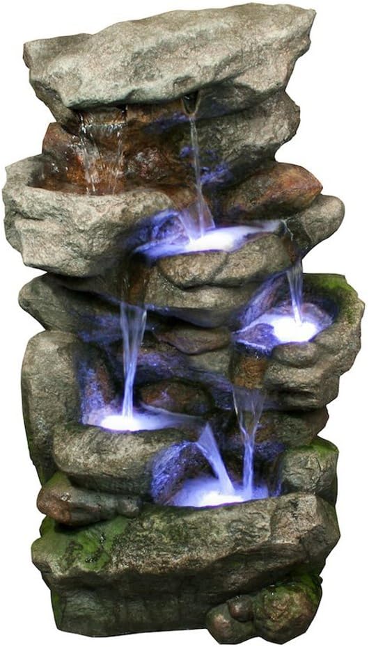 Stunning Outdoor Water Feature for Gardens & Patios. Weather Resistant w/LED Lights