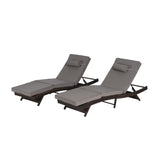 Outdoor Wicker Long Reclining Chair Set of 2 with Cushion