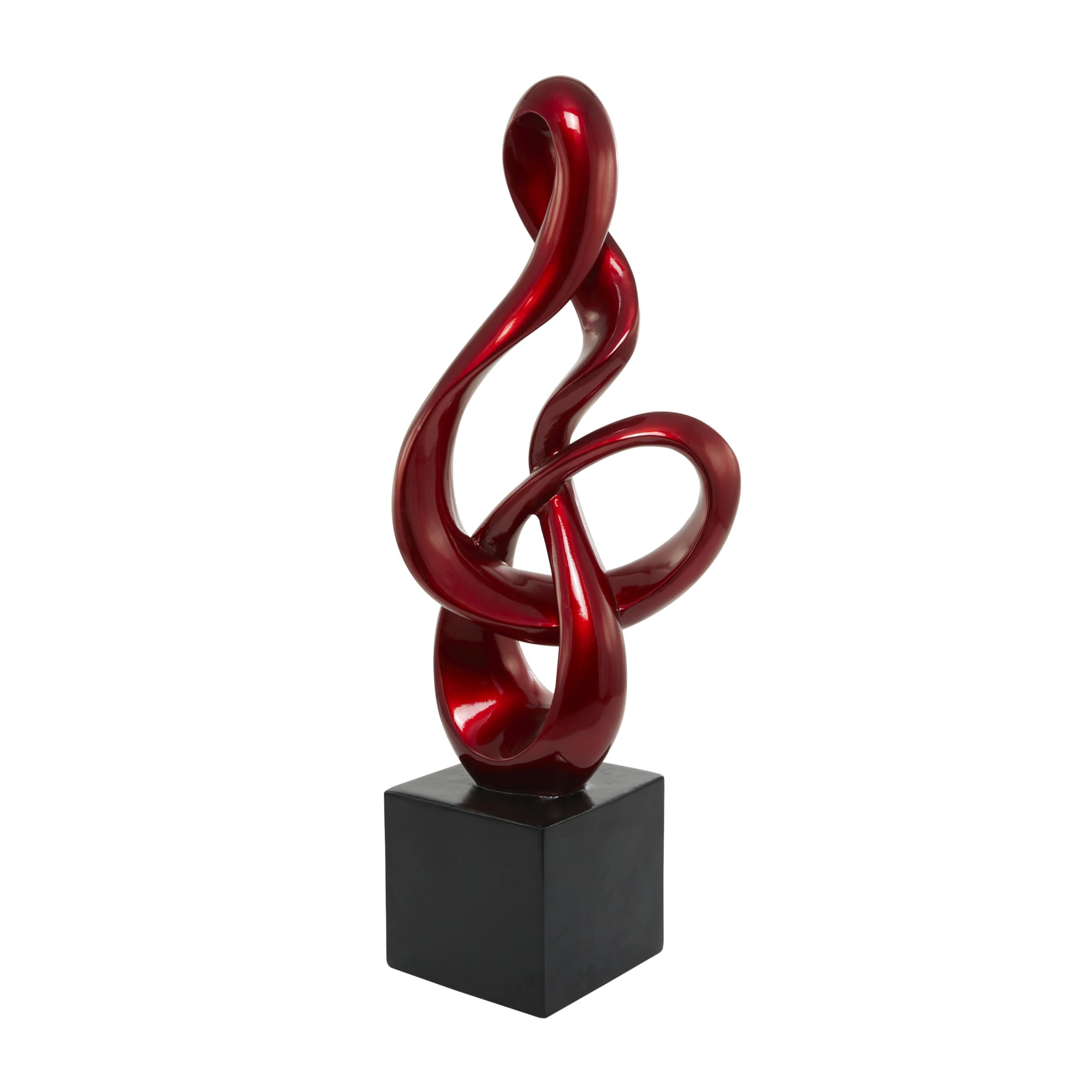 Polystone Abstract Decorative Sculpture Swirl Home Decor Statue with Black Base