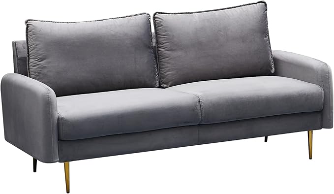 Velvet Loveseat Modern Sofa Tufted Couch with Metal Legs for Living Room, Bedroom, Office, Playroom - Prussian Blue