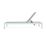 Vanessa Coral Outdoor Chaise Lounges (Set of 2), Green and White