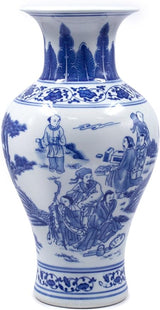 Blue and White Vase, Handmade Chinese Porcelain Flower Vase, Dragon Motif