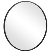 37 Inches Round Shape Sleek Frame Mirror, Black
