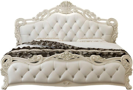 Victorian Upholstered Headboard Queen Size Bed Wood Bed