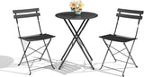3-Piece Folding Bistro Set, Foldable Patio Furniture Set with Premium Frame