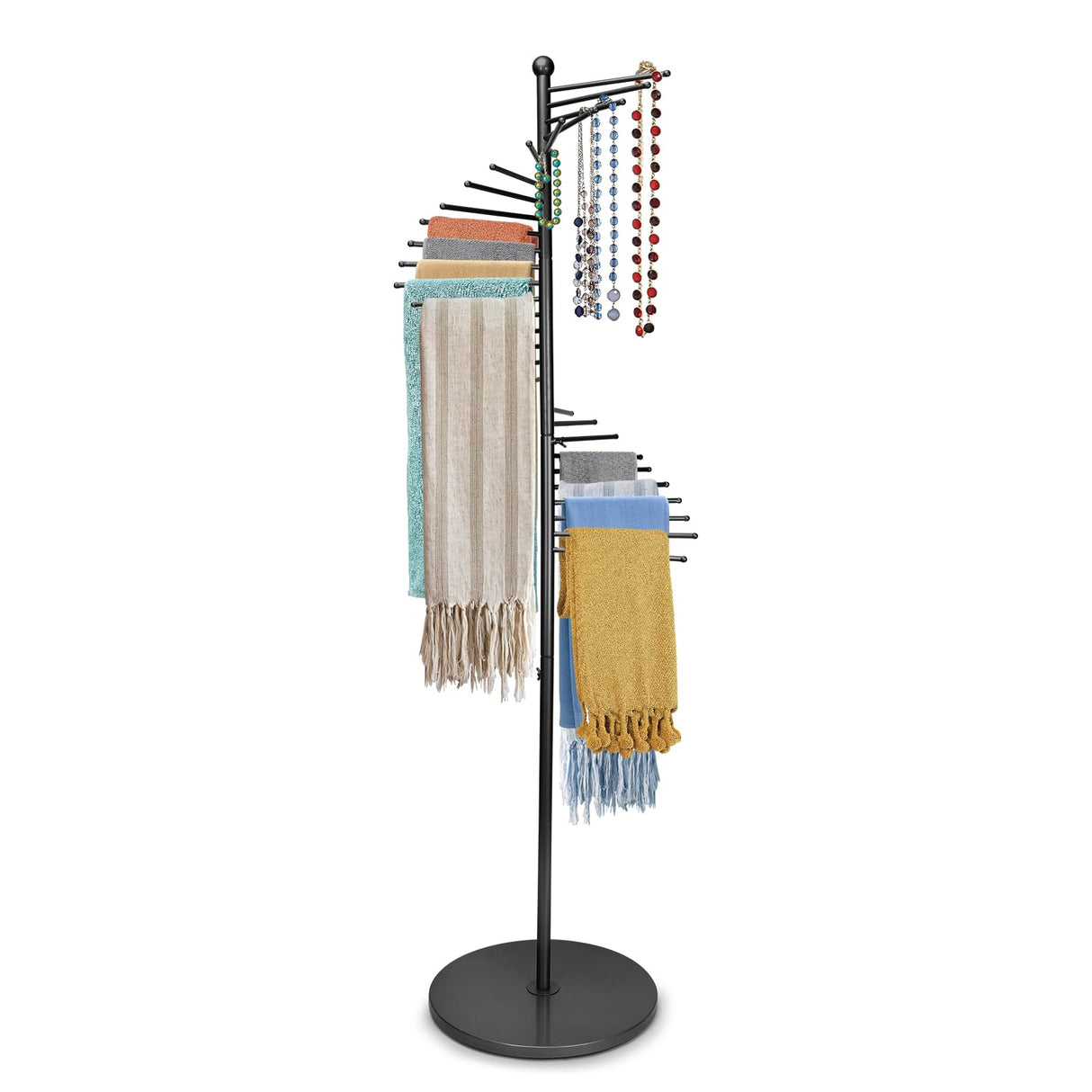 Metal Scarf Rack, Freestanding Spiral Scarf Holder Commercial Hijab Organizer Belt Pants Hanger