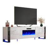 Fireplace TV Stand with 36" Fireplace, 70" Modern High Gloss Entertainment