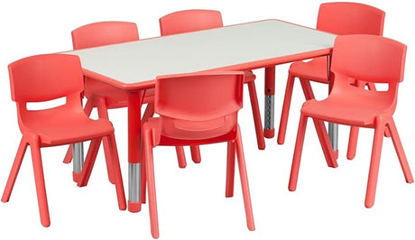 Emmy Adjustable Classroom Activity Table with 6 Stackable Chairs