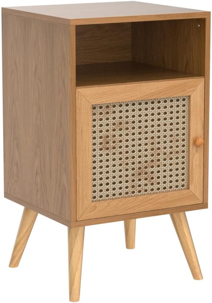 Rattan Nightstand Set of 2,Boho Side Table