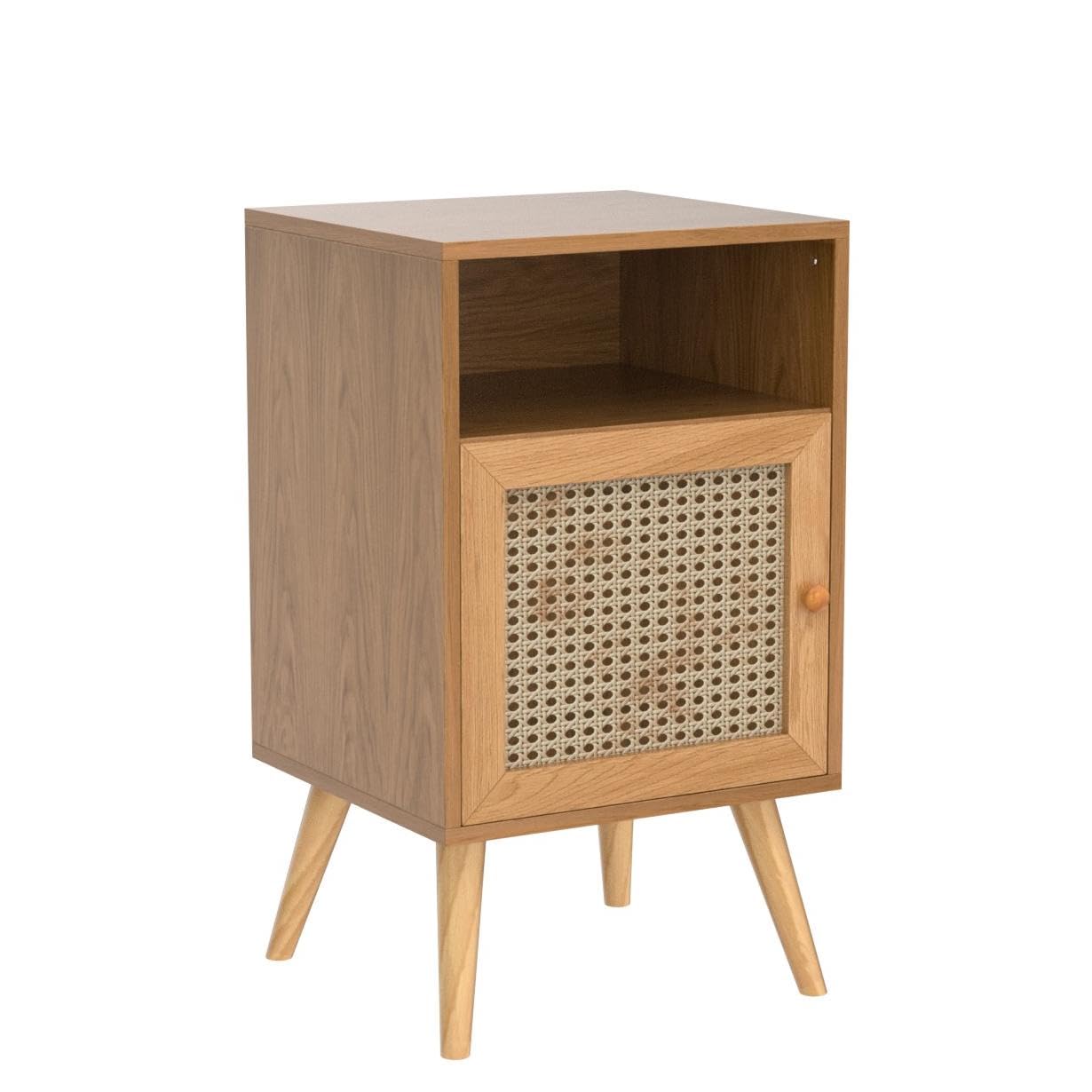 Rattan Nightstand Set of 2,Boho Side Table