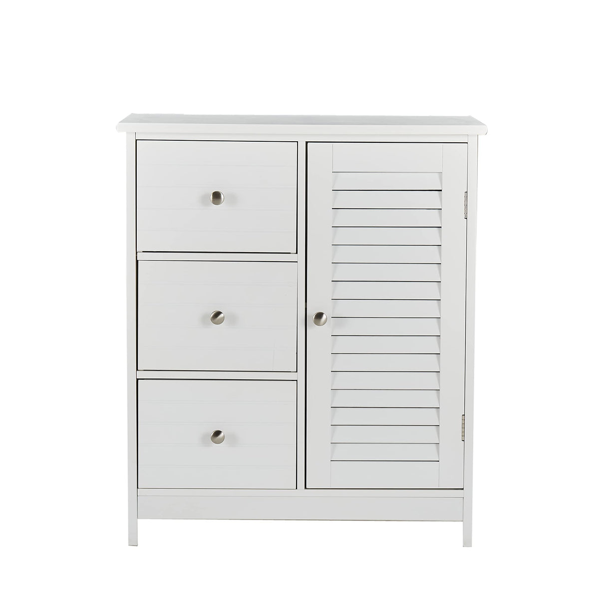 White Bathroom Storage Cabinet with 3 Drawers and Two Layers Cabinet,Small Cabinets