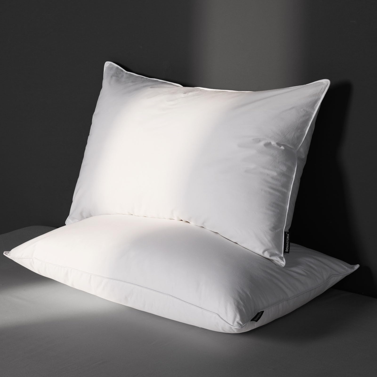 Luxury Goose Feather Down Pillow Queen Size Set of 2 Pack