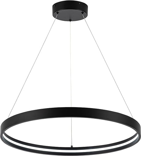 Modern Black Led Pendant Light,36W Dimmable LED Chandelier Lighting Fixture, 1 Ring