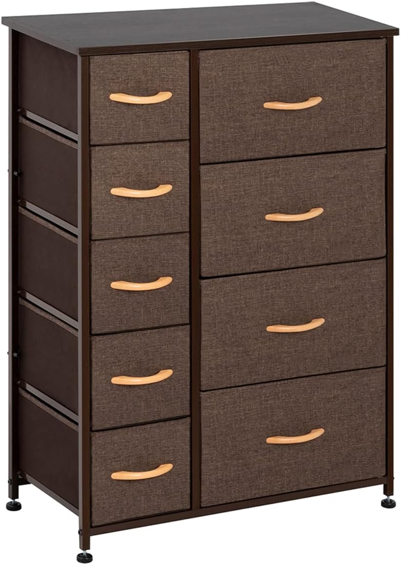 9-Drawer Fabric Dresser: Versatile Storage Organizer with Steel Frame & Wooden