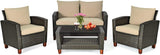 Pieces Patio Conversation Set Outdoor Rattan Wicker Furniture Set