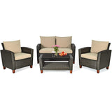 Pieces Patio Conversation Set Outdoor Rattan Wicker Furniture Set