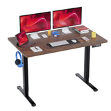 PayLessHere 48 Adjustable Height Standing Desk Computer Desk with Large Space and Headphone Holder Office Desk with Electric Lifting and 2 Memory Function for Office Meeting Room,Brown