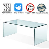 Glass Coffee Table, Modern Tempered Clear Coffee Tables Decor for Living Room,