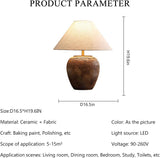 Rustic Farmhouse Clay Pot Table Lamps 19.6" Tall Ceramic Table Lamp, American Southwestern Textured Ceramic Lamp Body with White Textured Shade Bedside Table Lamp for Living Room Bedroom Office