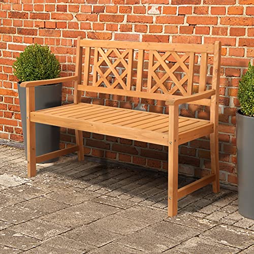 Wooden Garden Bench, Outdoor Wood Patio Bench, Rustic Two Person Loveseat Chair