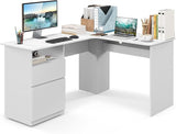 L-Shaped Desk with 2 Storage Drawers, 59” Corner Computer Desk