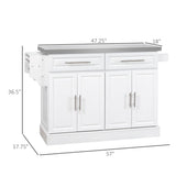 Rolling Kitchen Island with Storage, Portable Kitchen Cart with Stainless Steel Top