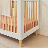 Lolly 3-in-1 Convertible Crib with Toddler Bed Conversion Kit in White and Natural,